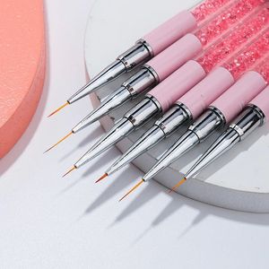 Nail Art Brush Manicure Tools Lijnen Streep Bloemschilderkunst Tekenlijn Lijnborstel Roze roze