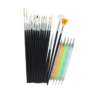 Ensemble de pinceaux pour Nail art, tige de poudre légère, 20 stylos, pinceaux de maquillage, perceuse, spot