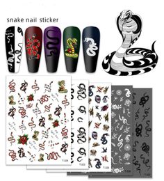 Autocollants pour ongles multicolores, Design serpent, autocollants 3D auto-adhésifs pour ongles, en acrylique, décorations pour pointes de manucure, 8278409