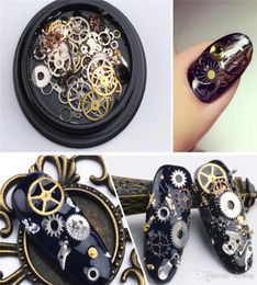 Nail art decoratie steampunk onderdelen klok stud gear 3D tijd nail art wiel metalen manicure sieraden SZ2693348144