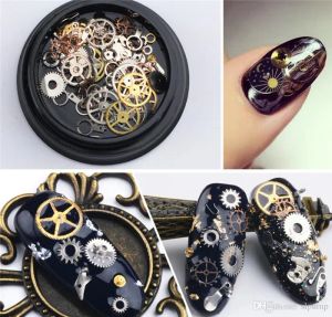 Nail art decoratie steampunk onderdelen klok stud gear 3D tijd nail art wiel metalen manicure sieraden SZ269