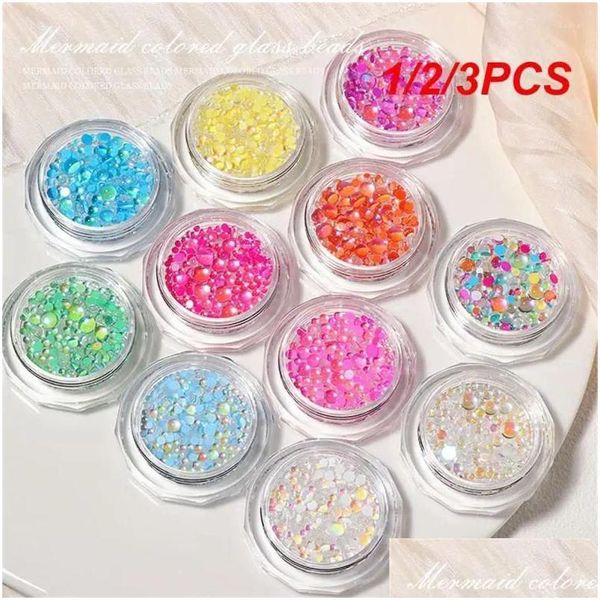 Décorations d'art d'ongle 1/2/3pcs couleur de gelée taille mixte sirène ronde perles de cristal de verre strass utilisés pour la décoration à dos plat 3D D DHXEC