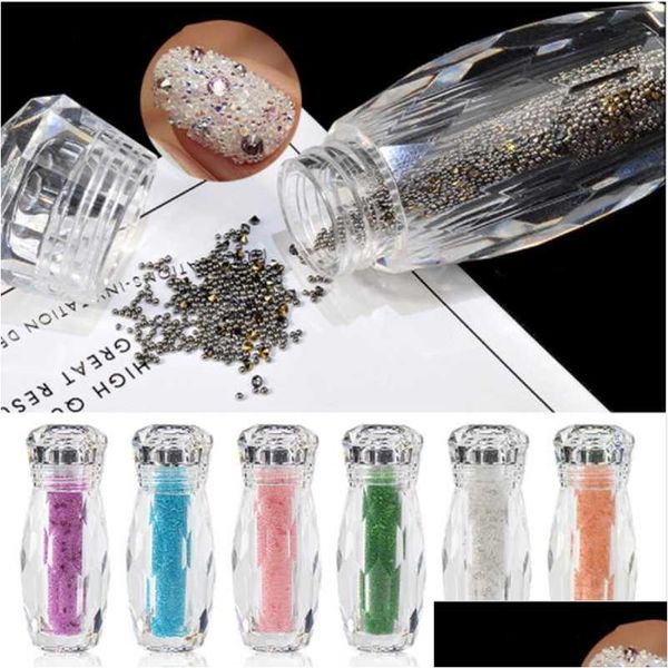 Decoraciones para uñas 1 botella Mini cuentas de caviar Cristal pequeños diamantes de imitación Micro cuentas de vidrio para uñas Diy Colorf 3D Glitter Drop Deliv Dhagm