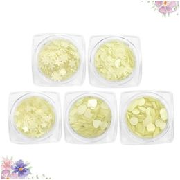 Décorations d'art d'ongle 1 ensemble de 5 bouteilles autocollants étoile lune flocon de neige lumineux paillettes bricolage blanc drop livraison santé salon de beauté otf9u