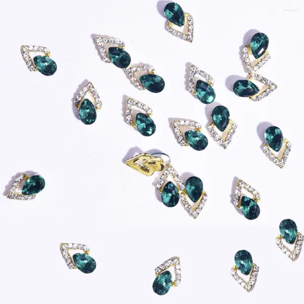 Decoraciones de arte de uñas 10 piezas Diamante en forma de gota para diamantes de imitación DIY Triángulo Cristal Gemas Piedra Verde / Azul / Diamantes transparentes JE45-26E