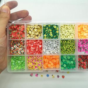 Nail Art Decorations 10000pcs Strierdestonen plakjes kleurrijke 3D fruitvorm plak voor decoratie met 1 st pincet