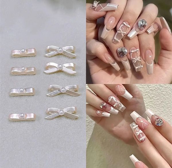 Décorations d'art d'ongle 100PC chaussures de Ballet noeud papillon ongles rose danse fille Kawaii arc Nail Art décor ornement français UV vernis manucure Ballet arcs HJ10 231211