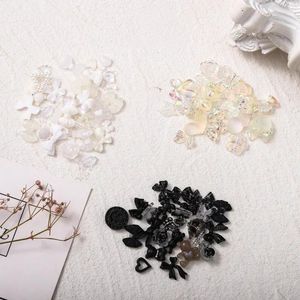 Décorations d'art d'ongle 100pcs en vrac résine charmes Kawaii arc rose 3D Aurora papillon pièces conception mixte ongles accessoires bricolage