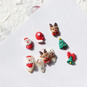 Nagelkunstdecoraties 100 stuks Kerstmis Kerst Nagelbedeltjes Assortiment Sneeuwpop Elandenklokken De Kerstman 3D Kawaii Accessoires Nailss Kunst DHZ-knutselonderdelen 231202