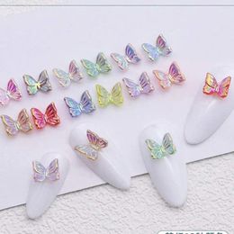 Nail Art Decoraties 100 stks/partij Aurora Vlinder Charm 6mm Ijs Fancy Vlinders 3D Vleugels Strass Deel