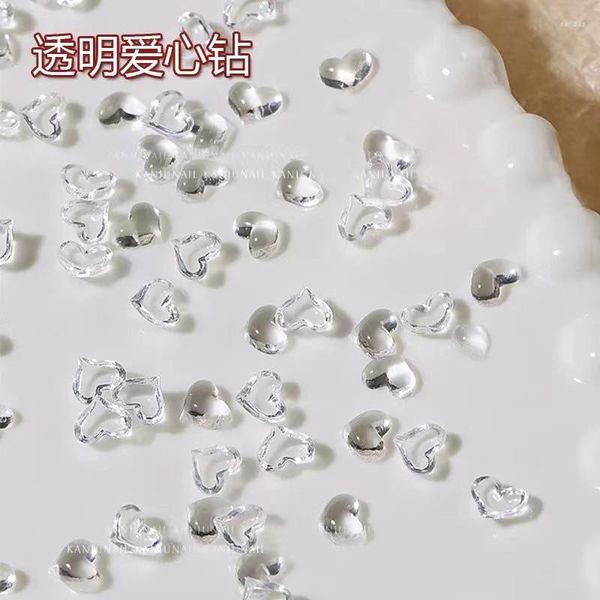 Nail Art Decorations 100pcs Love Decoration paillettes Clear Flatback Resin Charms for Nails 3D Peach Heart Supplies DIY Manucure Accessor