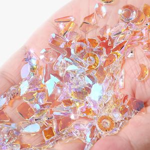 Decoraciones para uñas, 100 Uds., mezcla de formas, diamantes de imitación, parte inferior de zafiro, gota de agua, accesorios de rombo, tamaño de diamante, piedras de cristal 3D H