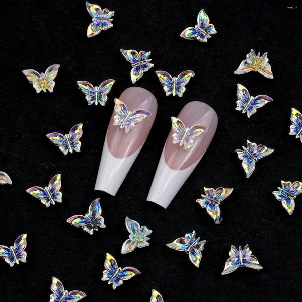 Decoraciones de arte de uñas 100pcs/set Aurora Butterfly Designs Decoration Resin 3D Accesorios de accesorios Manicura para mujeres NJ23907-1