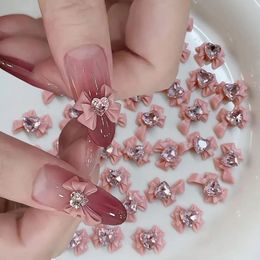 Décorations d'art d'ongle 102030pcs ruban rose résine arc charmes style mixte arc strass bijoux pièces 812mm manucure décor "accessoire de bricolage" Y2K 231017