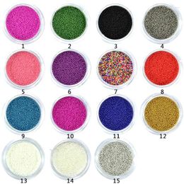 Nail Art Decorations 10g / Pot Mini Caviar Perles 3D 0,6 mm-0,8 mm Micro Tiny Metal Ball For Gel Polish # 03 15Colors