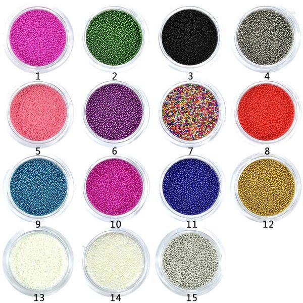 Nail Art Decorations 10g / Pot Mini Caviar Perles 3D 0,6 mm-0,8 mm Micro Tiny Metal Ball For Gel Polish # 03 15Colors