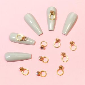 Nail Art Decorations 10pc 3d Charm Luxe kleine ring Clear Crystal Glass Rhinestones Fashion Jewelry Accessories Diy Deco