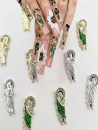 NAK ART DECORATIES 10PC 3D NAIL Charms San Judas Luxe metaal nagels kunst charm gold vergulde steentjes kristal diy manicure decor6573885