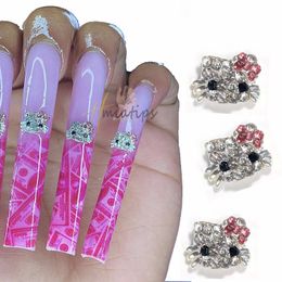 Nail Art Decorations 10 Stcs 3d Kawaii Cat Charms Gold Alloy Sieraden Cute Crystal Manicure Decoration Accessories 230214