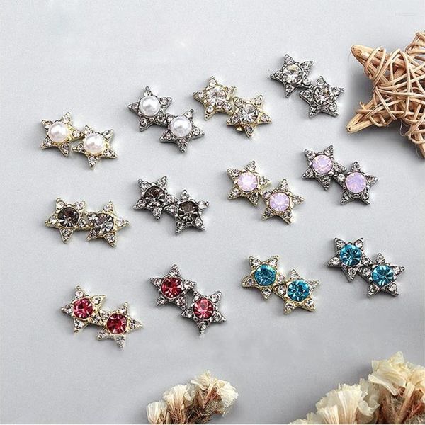 Nail Art Decorations 10pcs Alloy Pentagram Charme 3D Sparkling Luxury Diamond Pearl Gem Star Ornement DIY ACCESSOIRES EXQUISITE