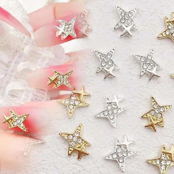 Décorations d'art d'ongle 10pcs Gold / Silver Alliage Charm 3D Sparkling Butterfly Bows Heart Ring Décoration DIY Accessoires de luxe