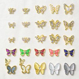 Nail Art Decorations 10PCS/Lot Metal Alloy Butterfly Shape 3D Gold Japanese Style Charms Shiny Rhinestones Accessoires JF#3