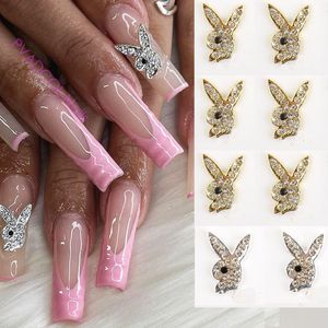 Decoraciones para uñas 10 Uds. Encantos de lujo aleación de oro conejito brillo diamantes de imitación cristal DIY joyería manicura 3D accesorios de decoración 230214