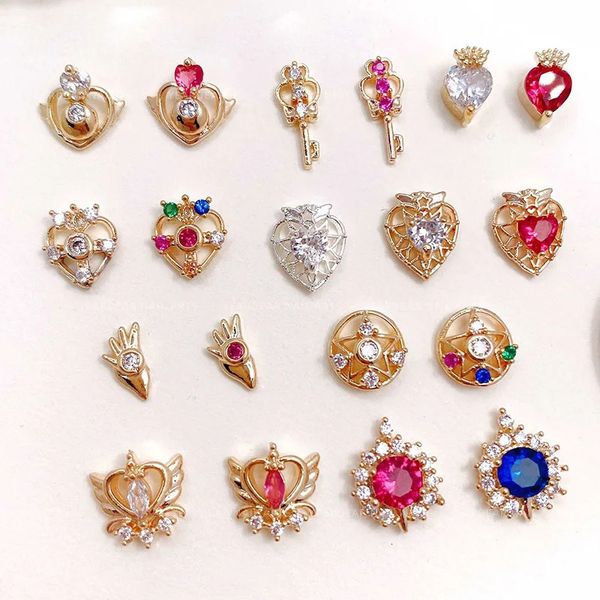 Decoraciones de arte de uñas 10 piezas de metal Zircon taladro arte joyería Sailor Moon serie decoración de uñas japonés Gril Marrior zircon Charms 231013