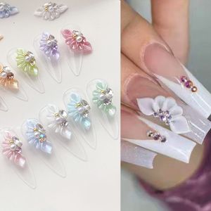 Nail Art Decorations 10 Stcs Side Flower 3D Acryl S Decoratie met Pearl Floret Jewelry Betal Scale Style 230214