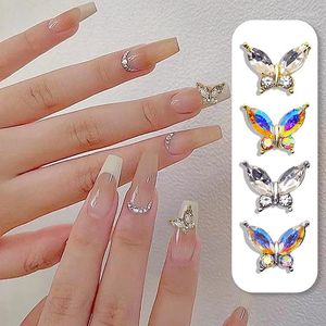 Nail Art Decoraties 10 STKS Zirkoon Vlinder Charms Luxe Legering Nagels Decoratie Accessoires Kristal Gem Strass Boog Manicure Benodigdheden