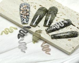 Décorations d'art d'ongle 10pcslot serpent 3D charme alliage or et argent serpents manucure bijoux bricolage accessoires de mode 7834073