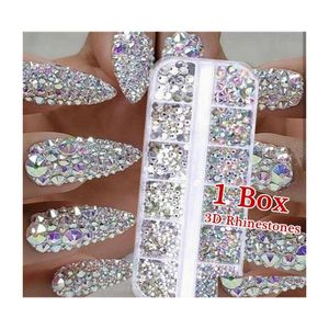 Decoraciones de arte de uñas 12 cajas/cajas de bricolaje joya de diamanado joya de diez rianas 3d brillo de diamantes decoración de gemas de diamante gota de entrega salud belleza dhbxi