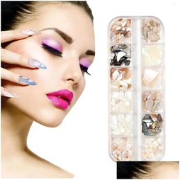 Décorations d'art d'ongle 12 couleurs pièces mélangées longue boîte Tra mince lettre d'ormeau autocollants pour ongles paillettes gel filles livraison directe santé otxyq