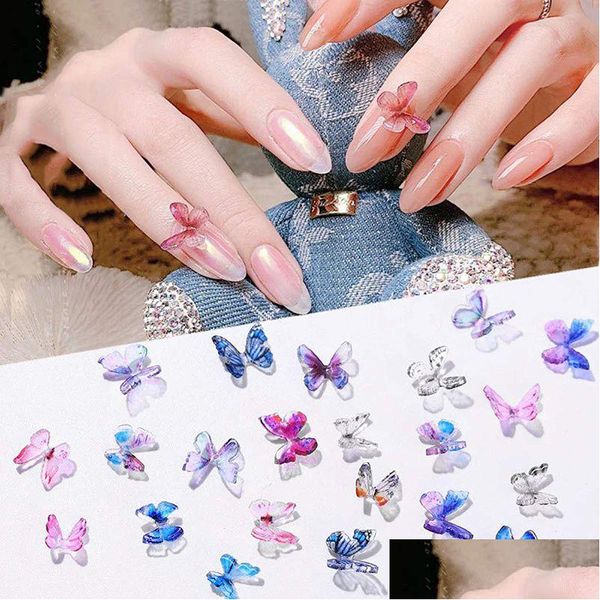 Décorations d'art d'ongle 12 pcs résine métal papillon conception 3D charme bijoux gemme style japonais manucure fournitures de bricolage accessoires wh060 Dh8Za