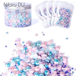 Nail Art Decoraties 120/150G Steentjes Half Ronde Parel Kraal Gemengde Grootte Witte Plaksteen Parels Voor Diy decoratie Stenen