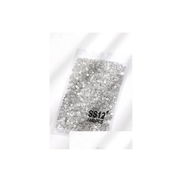 Décorations d'art d'ongle 1440pcs / sac SS3-SS20 Clear Crystal AB Couleur 3D Strass Vêtement Non Fix Flatback Pierres de verre VB Drop Livraison DHSWE