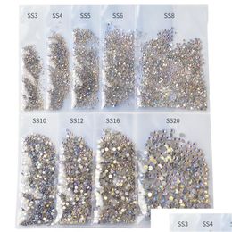 Décorations Nail Art 1440Pcs / Pack Ss3-Ss20 Starry Ab Strass Pour Ongles 3D Flatback Verre Strass Non Fix Crystal Charm Glitter Dr Dhmjt