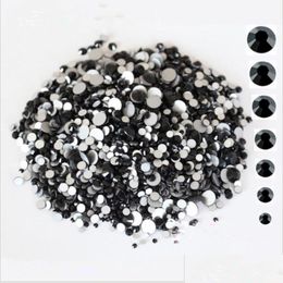 Décorations Nail Art 1440Pcs / Pack Ss3Ss12 Verre Cristal Noir Non Fix Flatback Strass Ongles Pour Ongles 3D Art Décoration Gemmes Dro Dhxrz