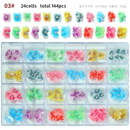 Nail Art Decorations 144pcs/Box Flower Betal Scale Style 5D met Pearl Rhinestone Jewelry Manicure Design Accessoires