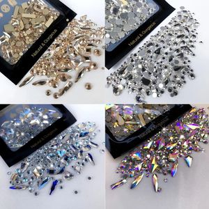 Décorations Nail Art 150 pièces strass ronds en verre à dos plat Plus 20 pièces bijoux de forme étrange bricolage conception faisant des perles décorations de beauté pour Nail Art 231207