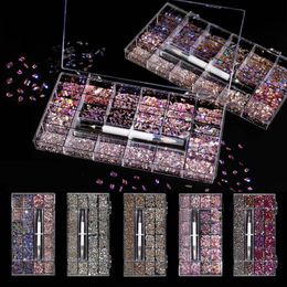 Décorations Nail Art 185028003100PCS Luxe 3d Nail Strass Nail Art Décorations Cristal Ensemble Diamant AB Verre 1PCS Stylo 21 Forme 230325