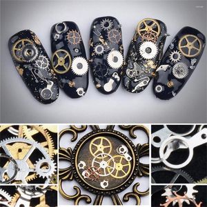 NAK ART Decorations 1box 3D DIY Hollow Metallic Sequins Steampunk Mechanical Component tandwiel Wiel Manicure Decoratietips Accessoires