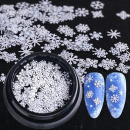 Nagelkunstdecoraties 1Jar Mix Sneeuwvlokken Nagelglitter Pailletten HollowOut Nagelkunst Paillette Kerst Witte Sneeuwvlokken Kerst Spangles Nagelbenodigdheden 231207