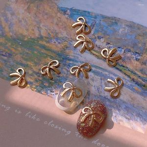 Décorations d'art d'ongle 20 pcs alliage ruban charmes métal or argent 3D bricolage exquis kawaii japonais arc ongles charme accessoires décoration