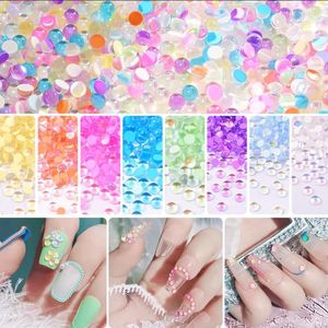 Nagelkunst decoraties 2023 gemengde grootte zeemeermin rond glazen kristallen kralen ab 3D steentjes diy flatback acryl stenen