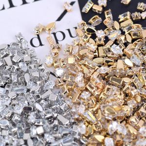 Décorations d'art d'ongle 20 pièces/sac 3D or/argent Base paillettes unique griffe accessoire multi forme luxe Mini Zircon strass pour bijoux à bricoler soi-même