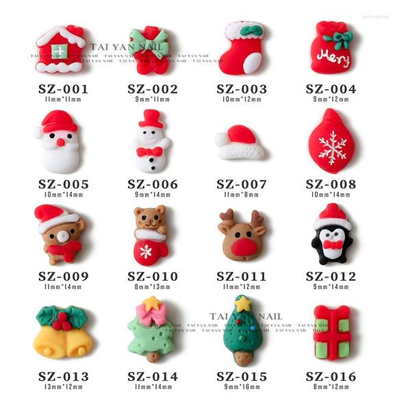 Nail Art Decorations 20pcs Holiday Christmas 3D Charme Resin Assortiment Charmes Accessoires Supplies de manucure