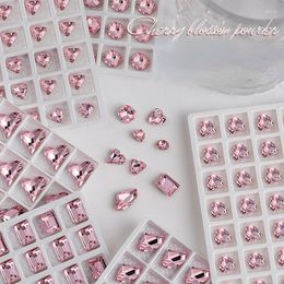 Decoraciones de arte de uñas 20 unids Cristal rosa Piedra preciosa decorativa Kwaii Piedra coreana Luz Rosa Cristales Oval Strass K9 Rhinestone de alta calidad