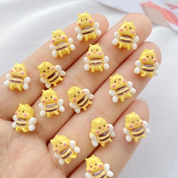 Decoraciones de arte de uñas 20pcs verano kawaii resina mini dibujos animados abejas adornaciones adornos de joyería decoración de manicura plana piezas de manicura