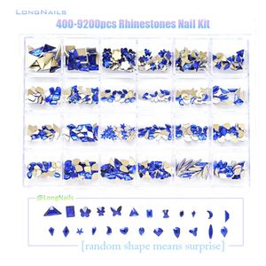 Nail Art Decorations 24/20/18grid Multi Nail Strass Kit Plaksteen 240 stks Legering Bedels Neon Roze AB Blauw Glas Sieraden Nail Art Crystal Box 230729